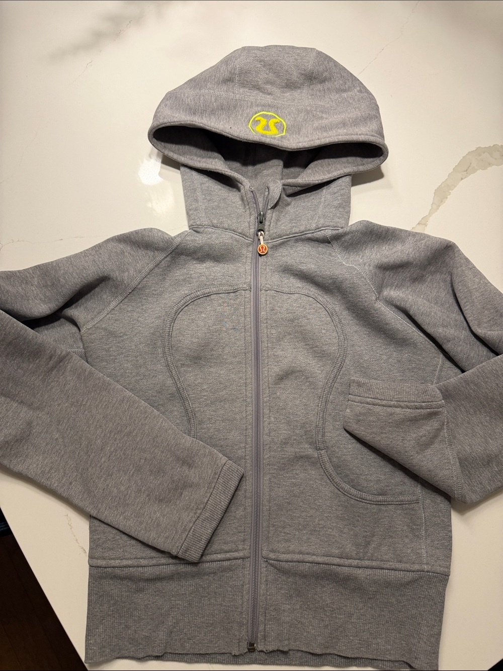 Vintage Lululemon Gray Zip Hoodie with Neon Logo